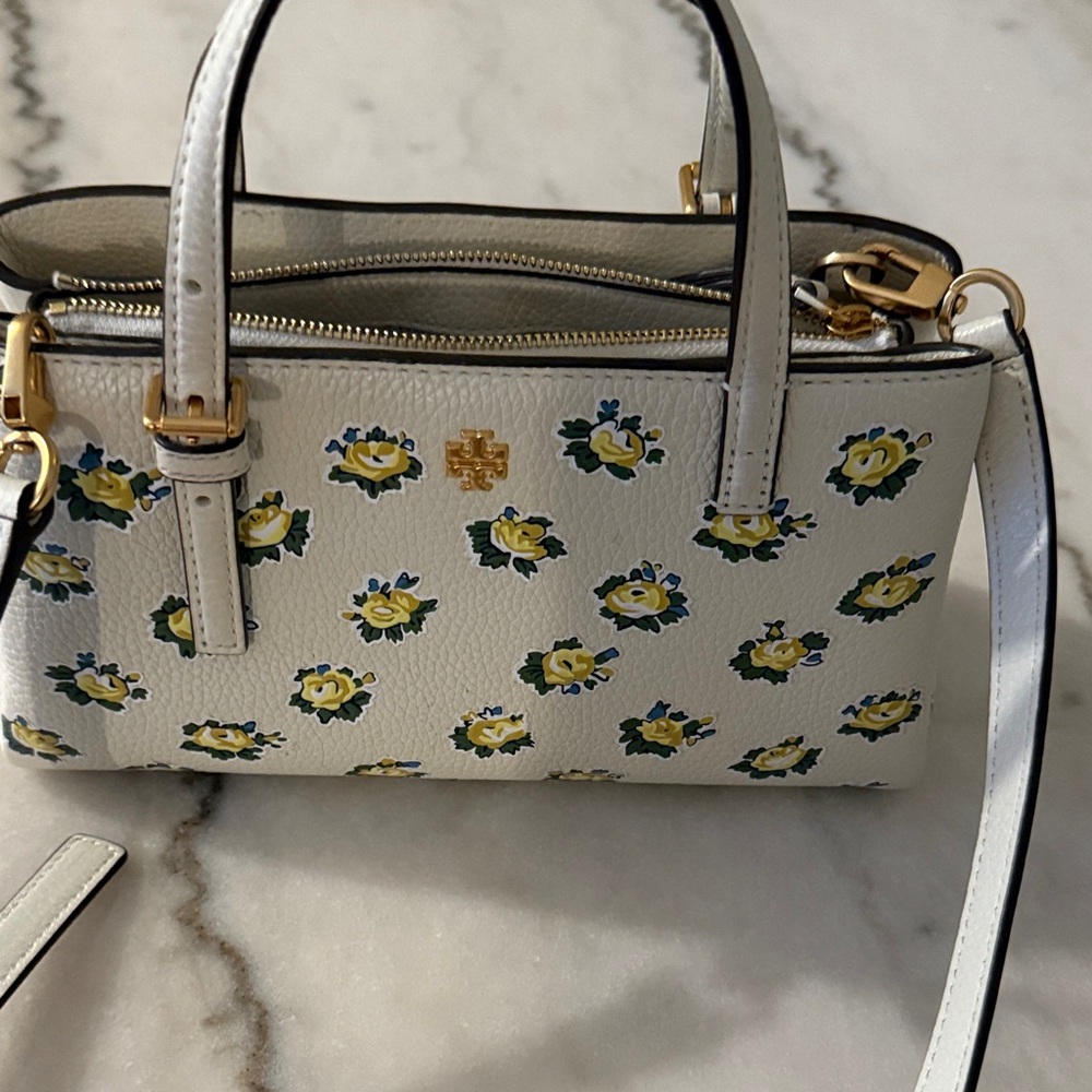 Tory Burch White Floral Mini Bag